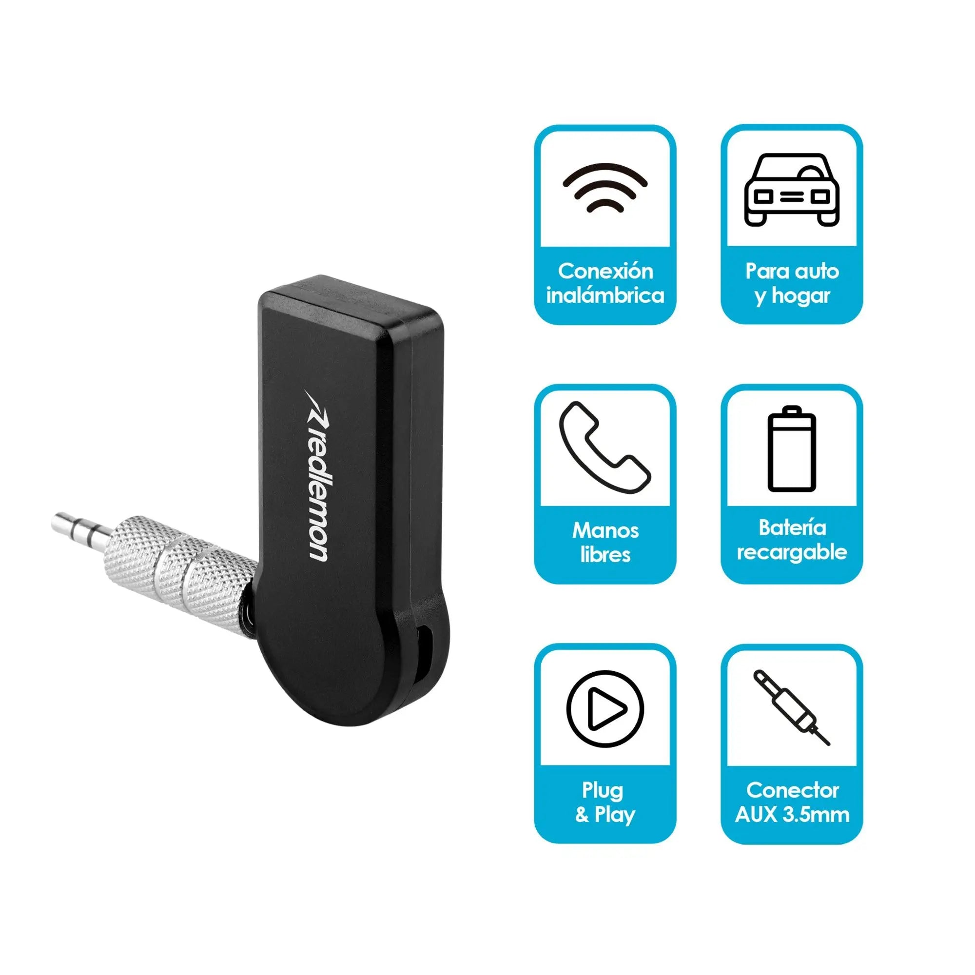 Receptor Bluetooth Audio Auxiliar Bateria Recargable 3.5mm