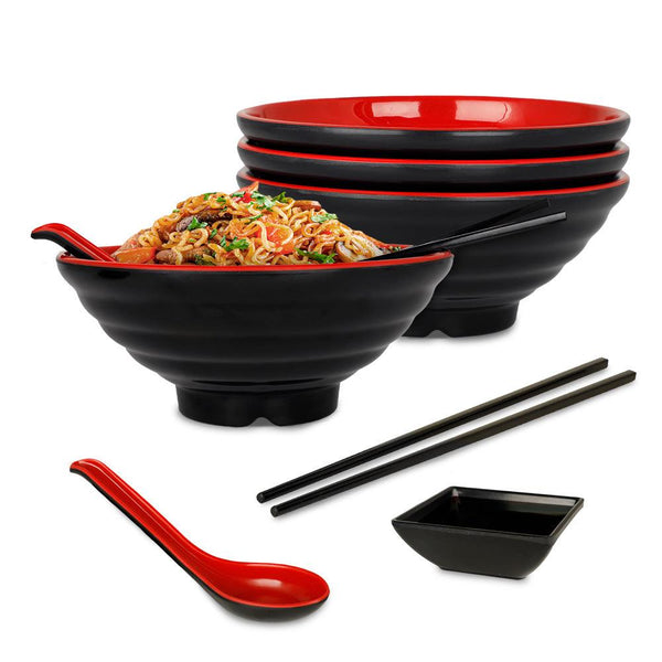 Vajilla de Melamina Estilo Japonés para Ramen Set para 4 Personas - Redlemon