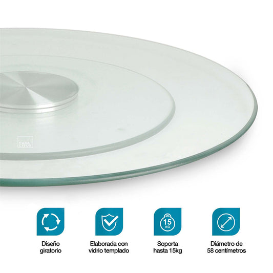 Lazy Susan Organizador Giratorio de Vidrio 58 cm de Diámetro