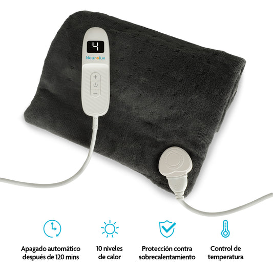 NEUROLUX Compresa Caliente Eléctrica Extra Grande de Microfibra 10 Temperaturas