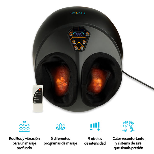 Masajeador de Pies Eléctrico con Calor, Rodillos, Compresión de Aire y Vibración