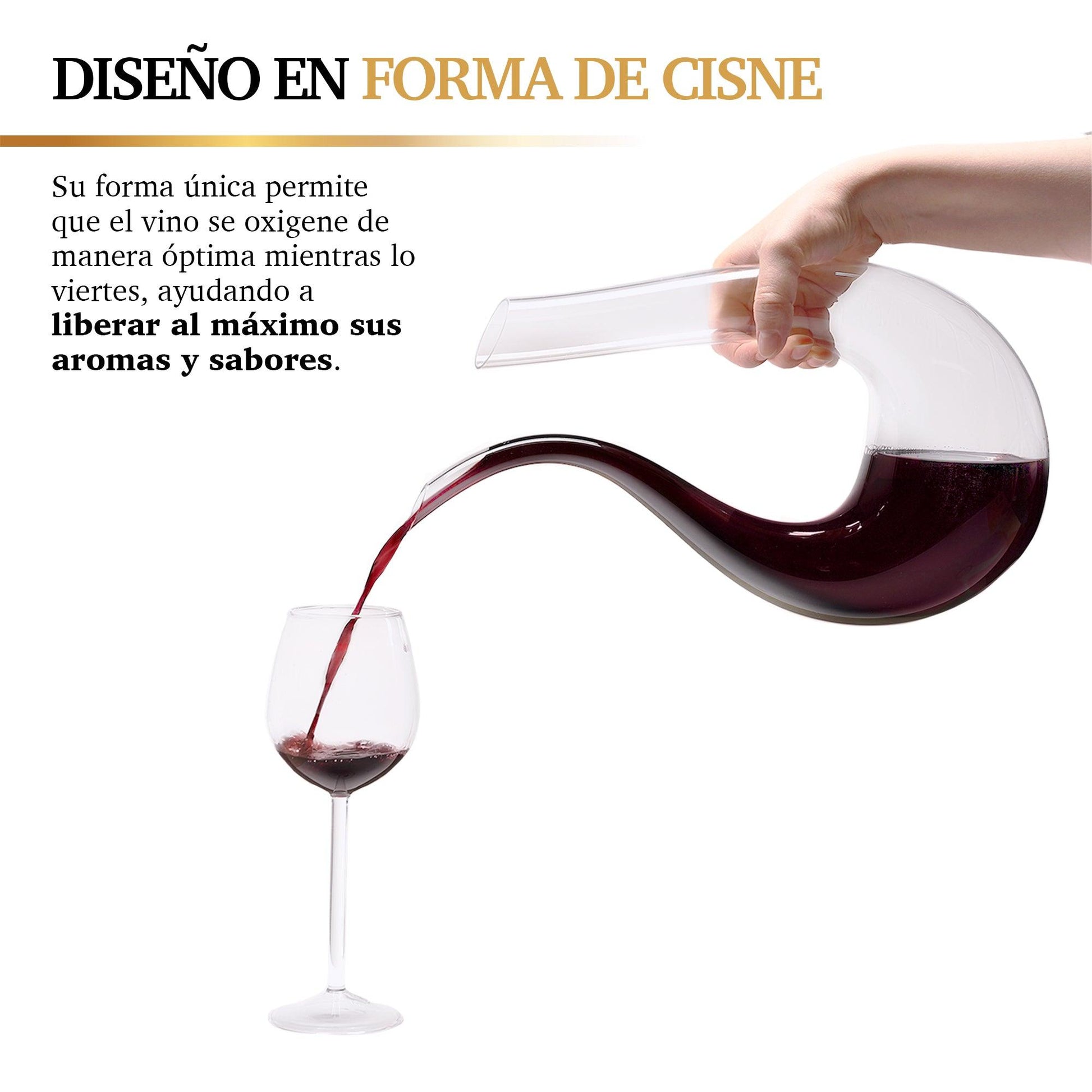 Decantador de Vino de Cristal Ultra Fino en Forma de U 1.6 Litros - Redlemon