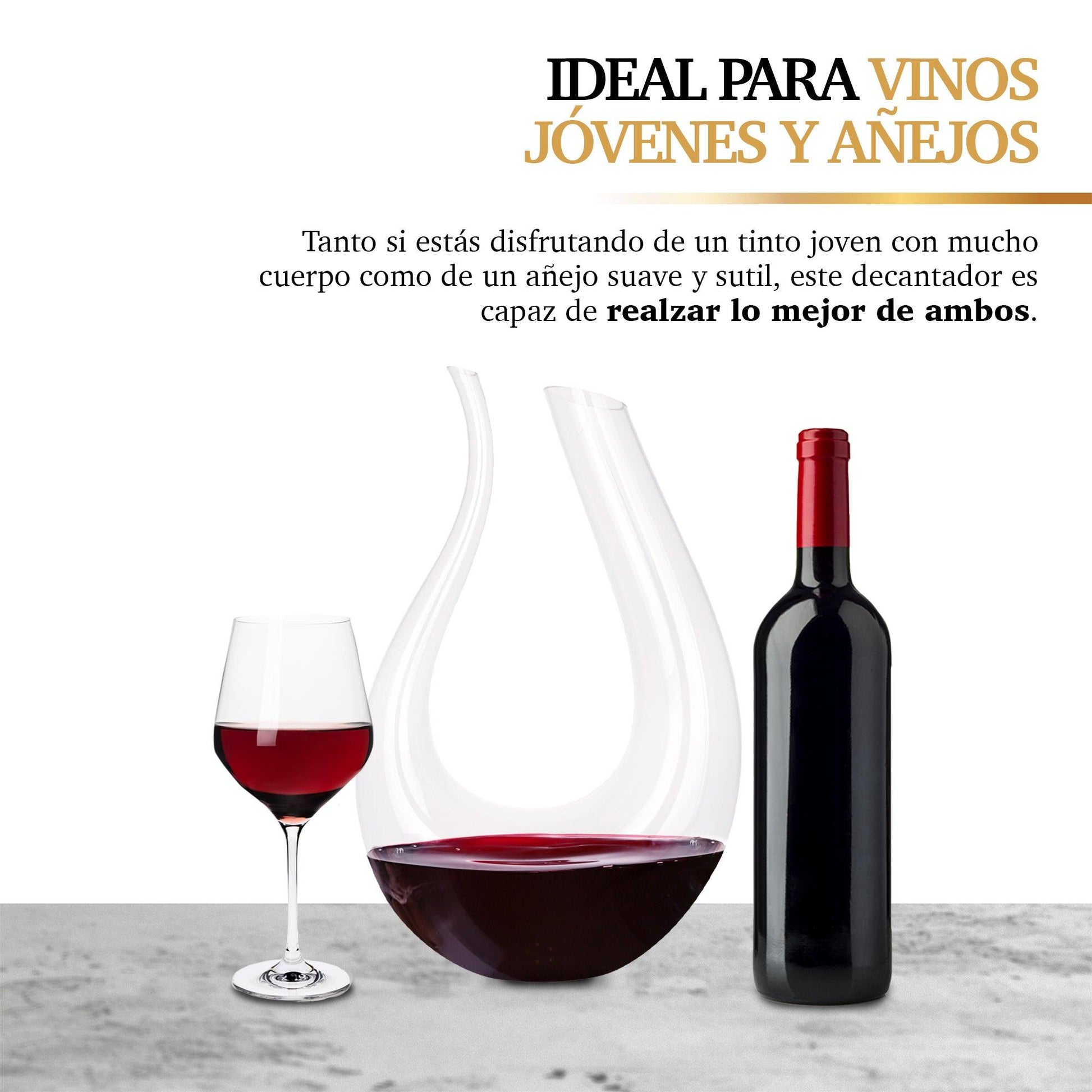 Decantador de Vino de Cristal Ultra Fino en Forma de U 1.6 Litros - Redlemon