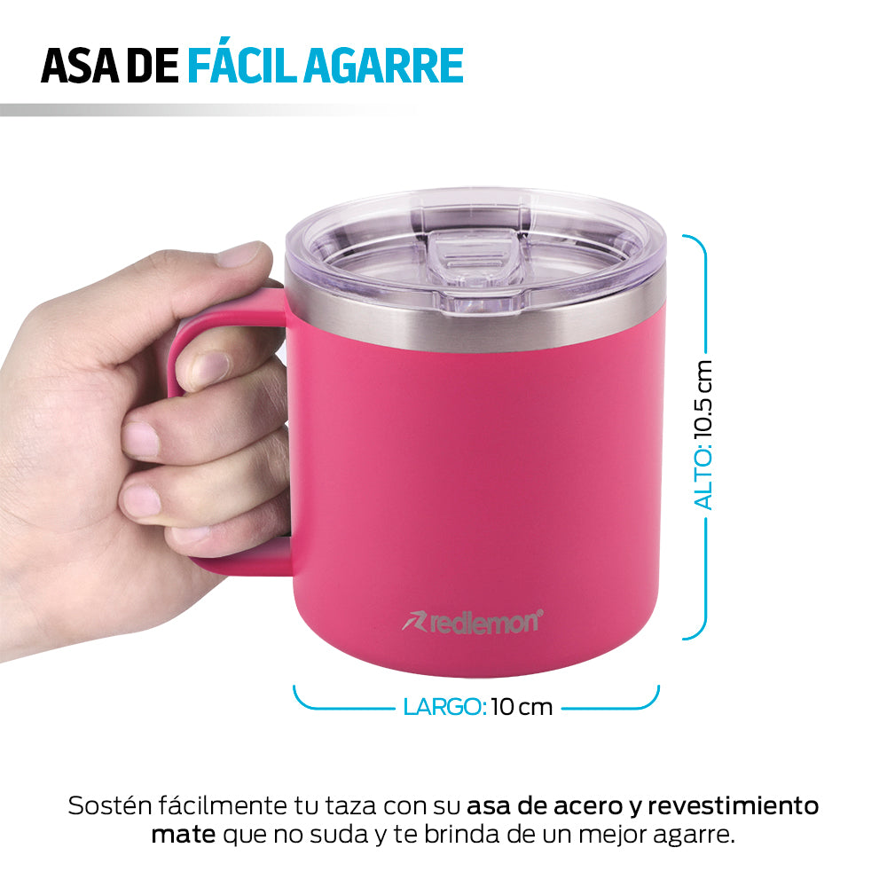 Taza Térmica de Acero Inox. con Tapa Hermética (400 ml) Redlemon Technology México