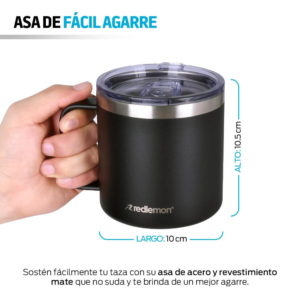 Taza Térmica de Acero Inox. con Tapa Hermética (400 ml) Redlemon Technology México