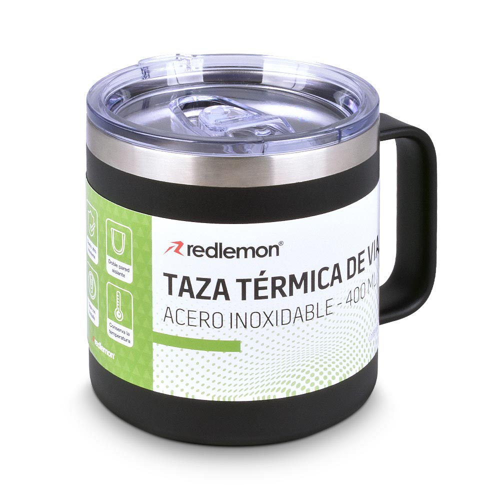 Taza Térmica de Acero Inox. con Tapa Hermética (400 ml) Redlemon Technology México