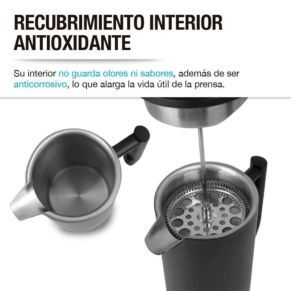 Cafetera Prensa Francesa Aluminio Embolo 1 Litro Doble Pared — Atrix