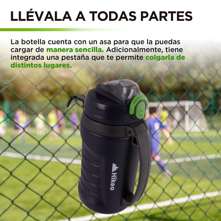 HIKEO Termo de Agua 2 Litros Deportivo XL, Botella de Agua Grande