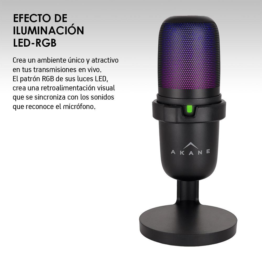 Micrófono Condensador Profesional USB con Filtro Antipop, LED y Base Akane - Redlemon